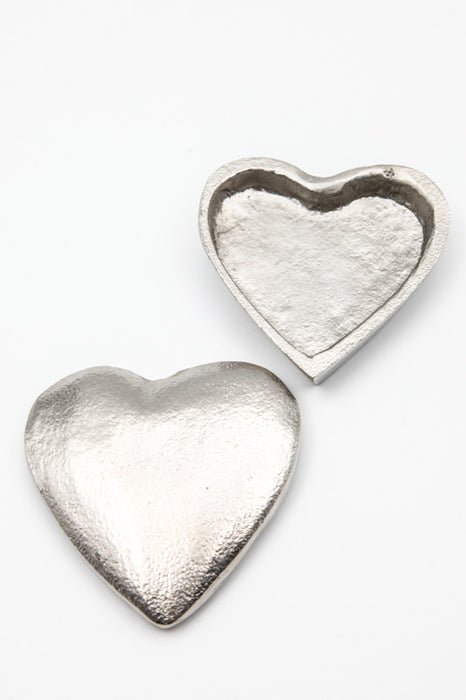 Decorative box heart silver-colored 8.25 x 8.25 x 3.25 cm