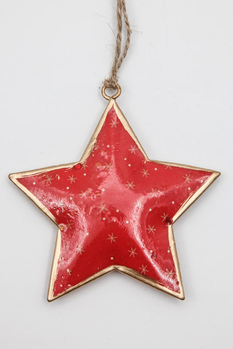 Pendant Star Red in Enamel Print 10 x 10 cm