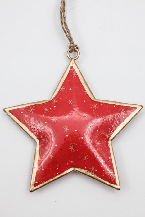 Pendant Star Red in Enamel Print 10 x 10 cm