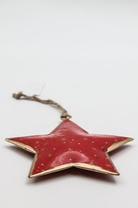 Pendant Star Red in Enamel Print 10 x 10 cm