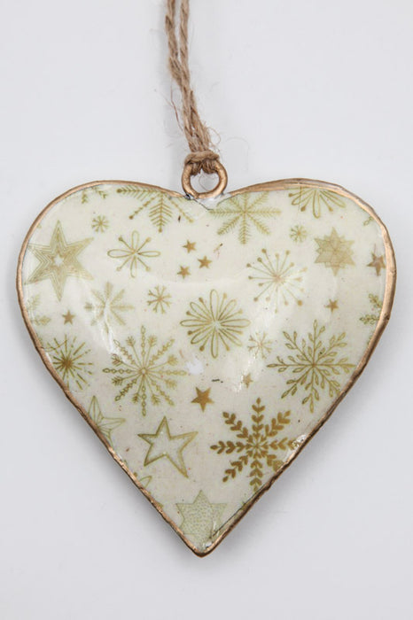 Pendant Heart Snowflakes in Enamel Print 8 x 8 cm