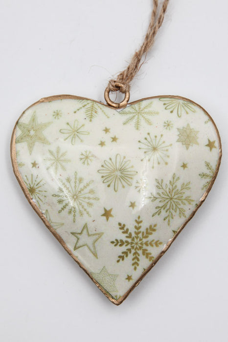 Pendant Heart Snowflakes in Enamel Print 8 x 8 cm