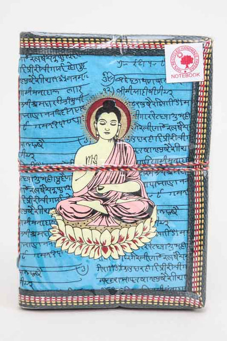 Notizbuch mittel handgemacht blau Buddha