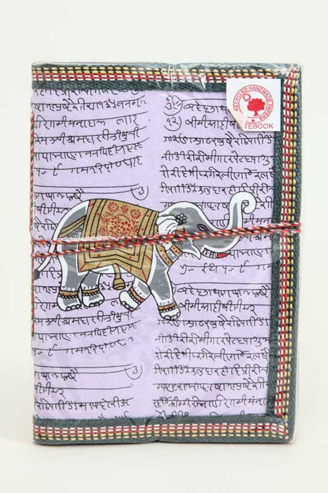 Notizbuch mittel handgemacht lila Elefant