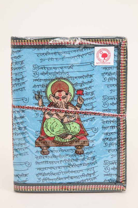 Notizbuch gross handgemacht hellblau Ganesha