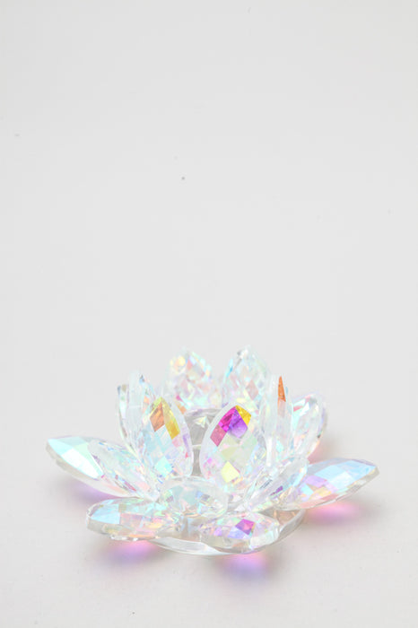 Verre décoratif en cristal fleur de lotus 8,5 cm couleur prisma