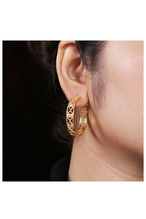 Earring brass gold plated zircon 35 x 35 mm