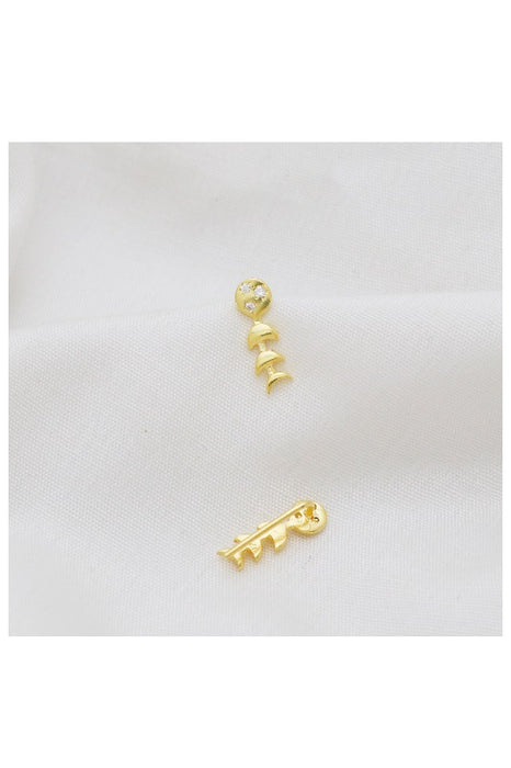 Earring brass gold plated zircon 14 x 5 mm