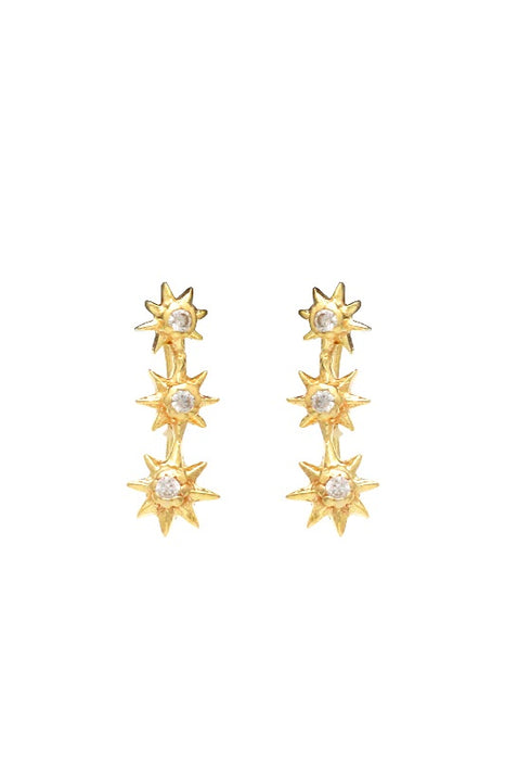 Earring brass gold plated zircon 9 x 5 mm