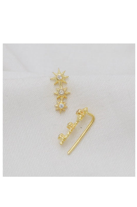 Earring brass gold plated zircon 9 x 5 mm