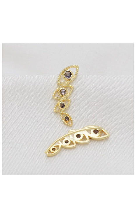 Earring brass gold plated iolite 22 x 8 mm