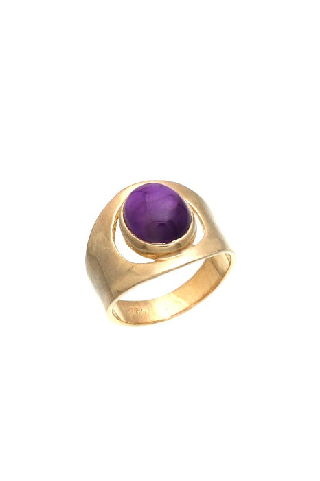 Ring brass gold plated amethyst