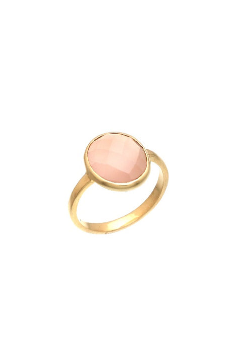 Ring brass gold plated rose quartz chalcy