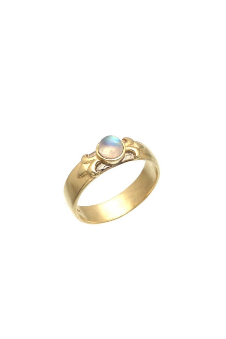 Ring brass gold plated moonstone