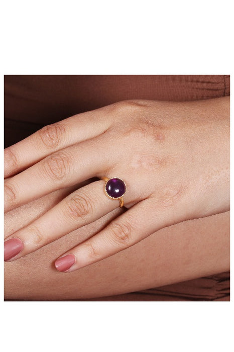 Ring Messing vergoldet Amethyst