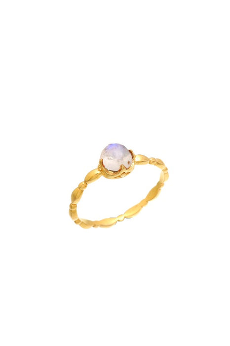 Ring brass gold plated moonstone