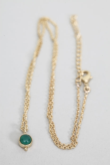 Chain brass gold plated green onyx 42.5 cm