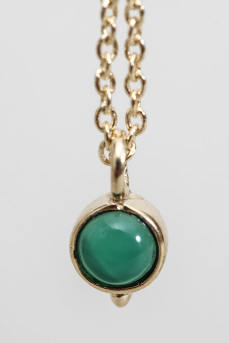 Chain brass gold plated green onyx 42.5 cm