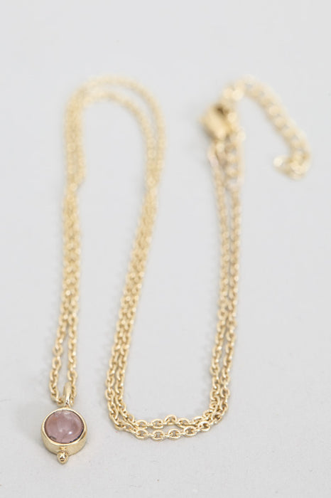 Chain brass gold plated rose quartz 42.5 cm