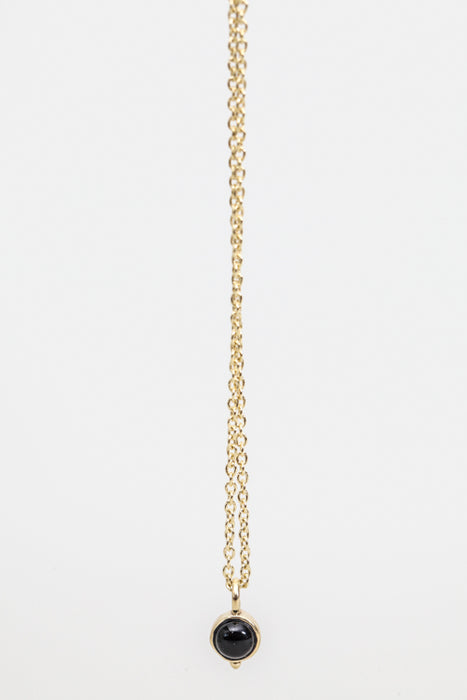 Chain brass gold plated black onyx 42.5 cm