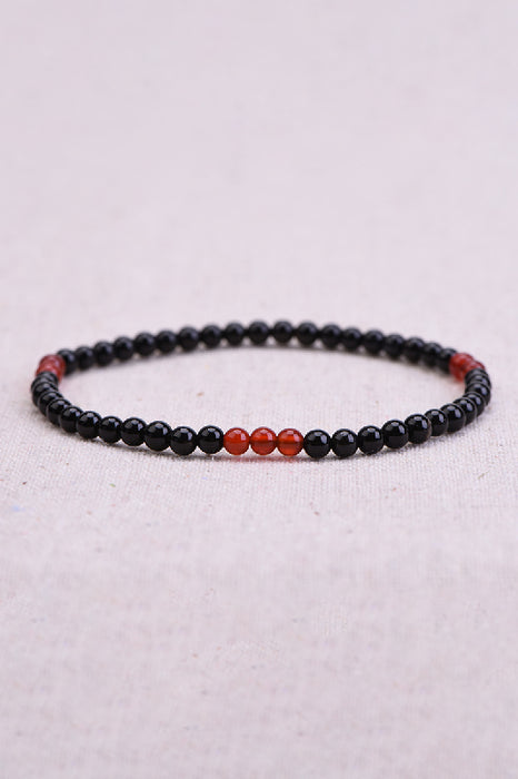 Bracelet homme 4mm onyx noir, cornaline, 20cm