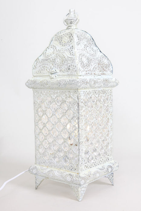 Table lamp metal silver-coloured clear glass beads 18.5 x 18.5 x 48 cm