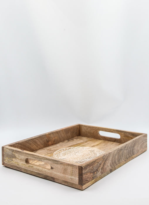 Holzserviertablett Mango bemalt 40 x 30 x 5.5 cm