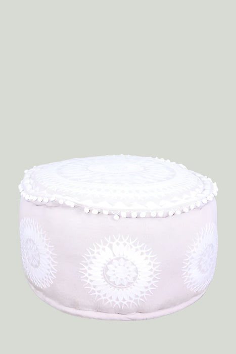 Pouf embroidered beige 30x55cm