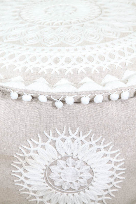 Pouf embroidered beige 30x55cm