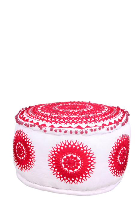 Pouf embroidered red 30x55cm