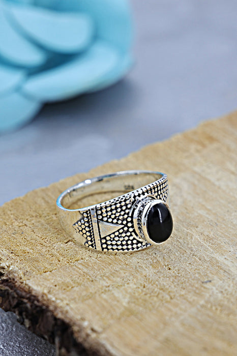 Silver ring black onyx