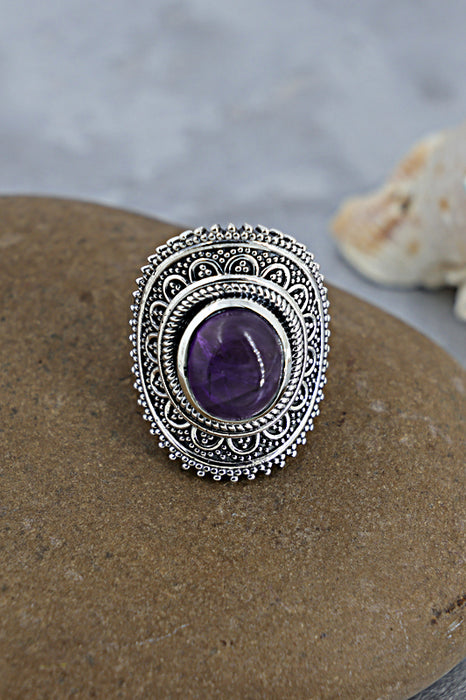 Silver ring amethyst