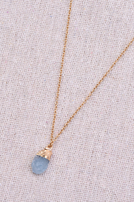 Necklace with aquamarine pendant, 45+5 cm