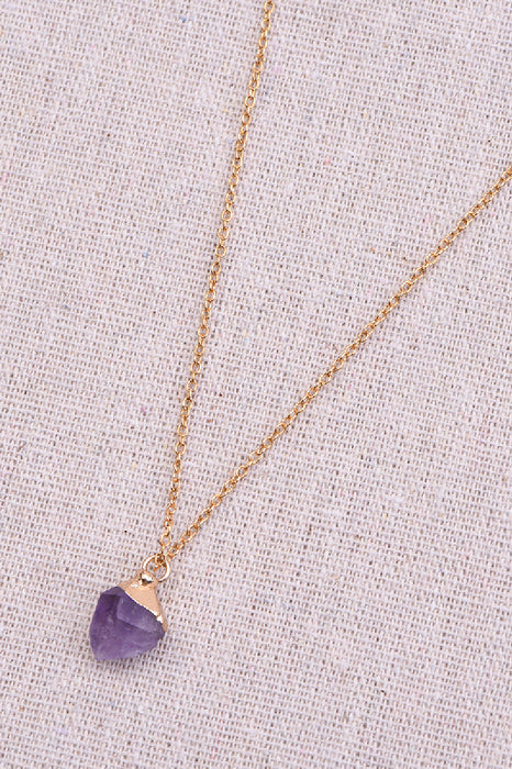 Necklace with amethyst pendant, 45+5 cm