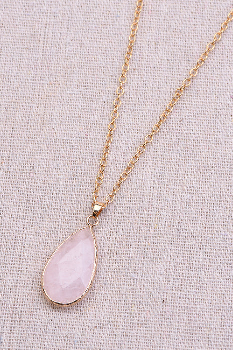 Necklace with rose quartz pendant, 60+5 cm