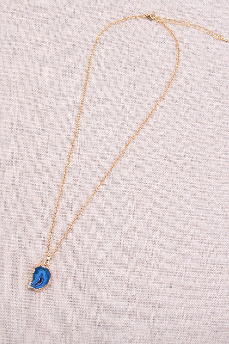 Kette mit Anhänger Achat blau, 45+5 cm