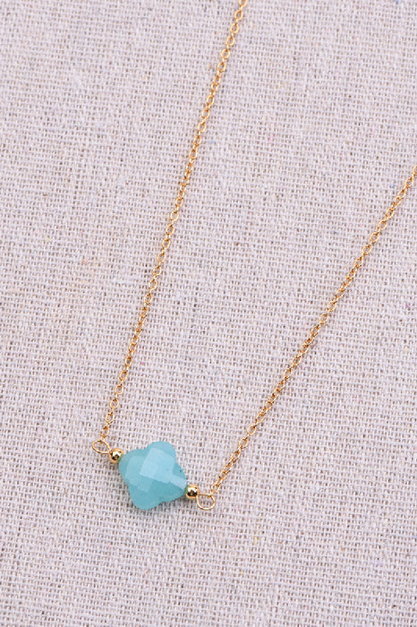 Necklace with aquamarine pendant, 45+5 cm