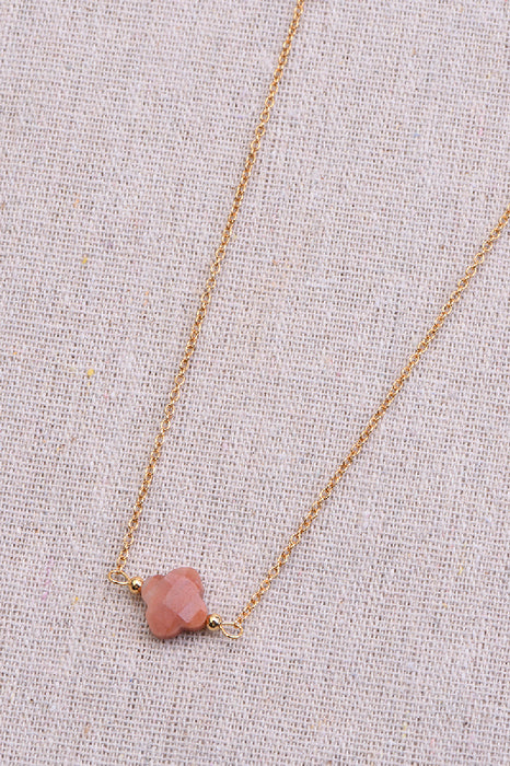 Necklace with sunstone pendant, 45+5 cm