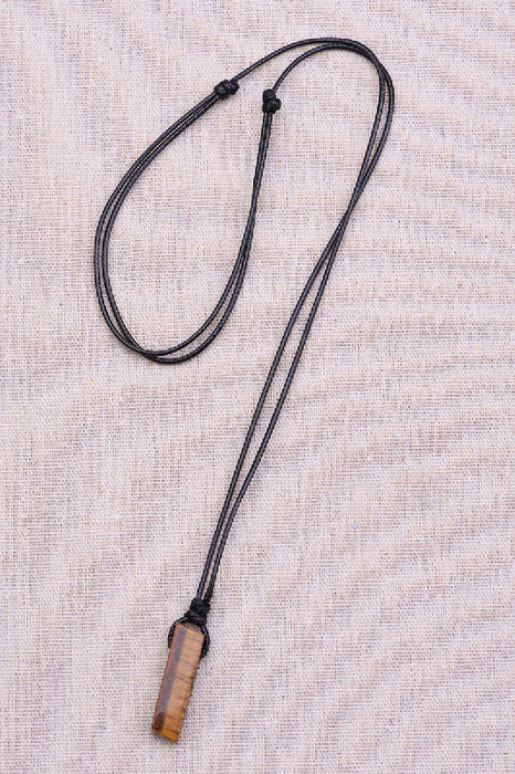 Necklace with tiger eye pendant, 45 cm