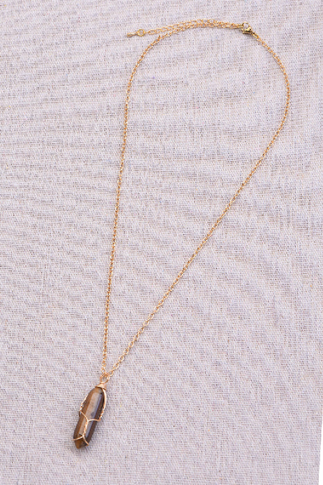 Necklace with tiger eye pendant, 45+5 cm