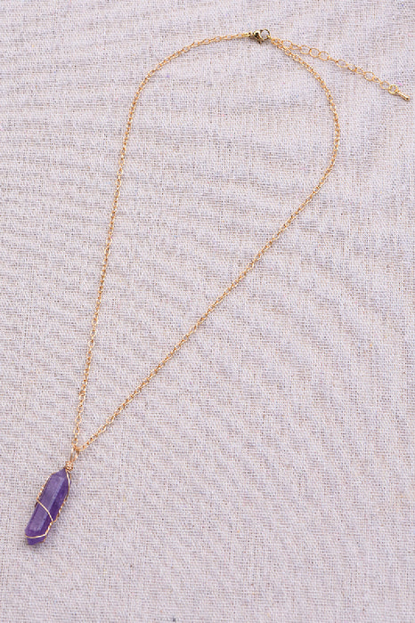 Collier avec pendentif améthyste, 45+5 cm