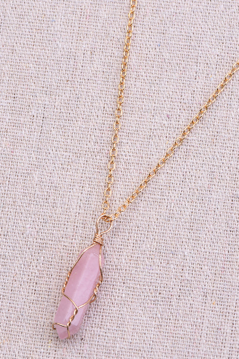 Collier avec pendentif quartz rose, 45+5 cm