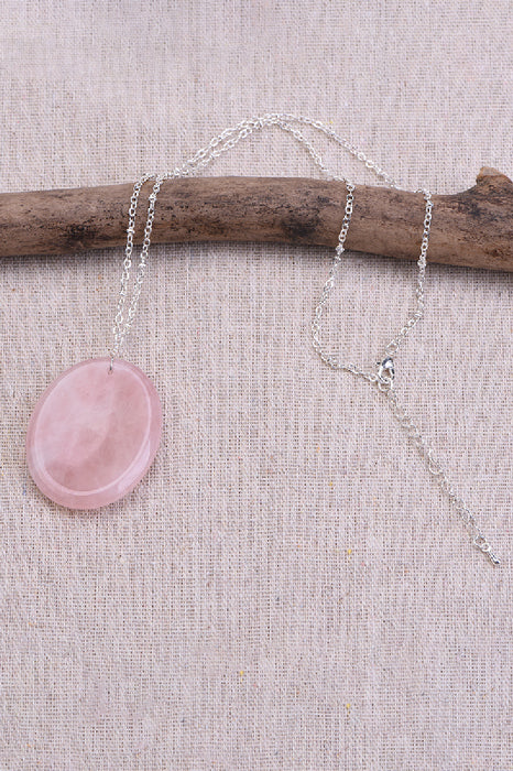 Collier avec pendentif quartz rose, 45+5 cm