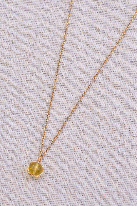 Necklace with citrine pendant, 45+5 cm