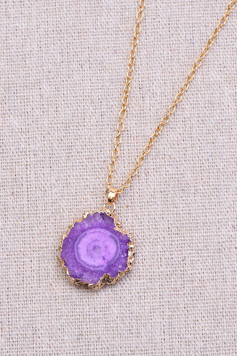 Collier avec pendentif agate violet, 45+5 cm