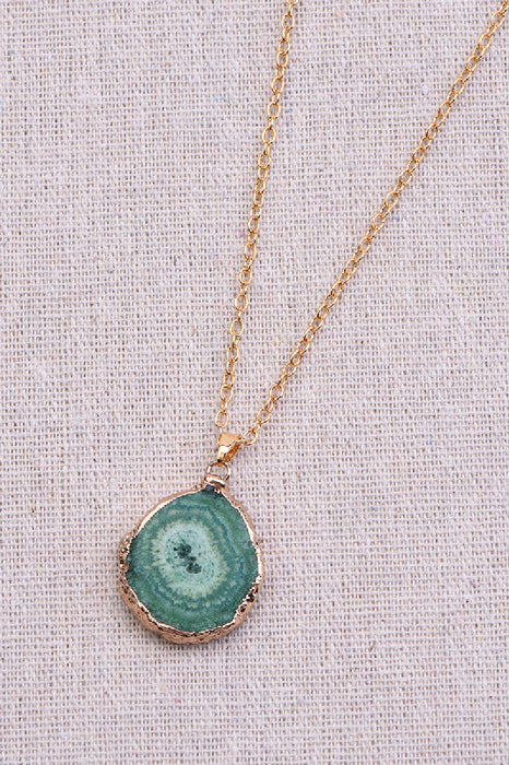 Necklace with pendant agate green, 45+5 cm