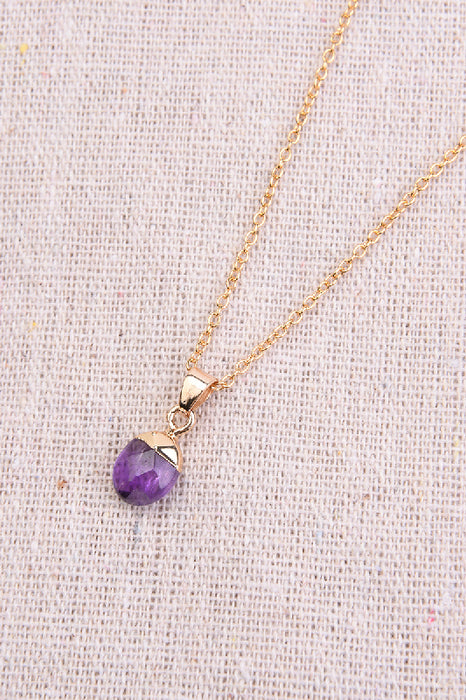 Necklace with amethyst pendant, 45+5 cm