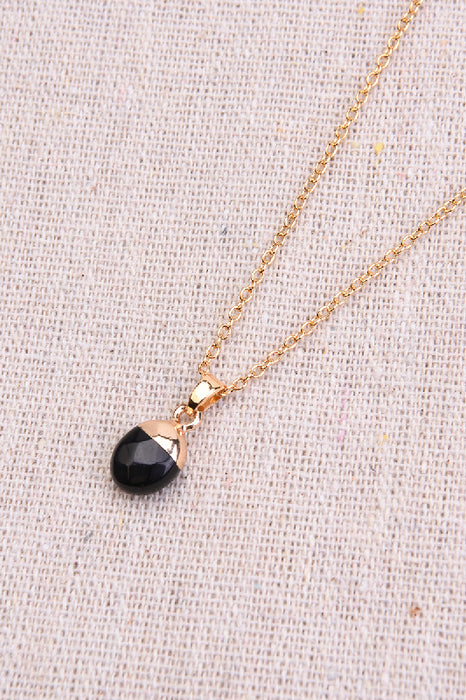 Kette mit Anhänger schwarzer Onyx, 45+5 cm