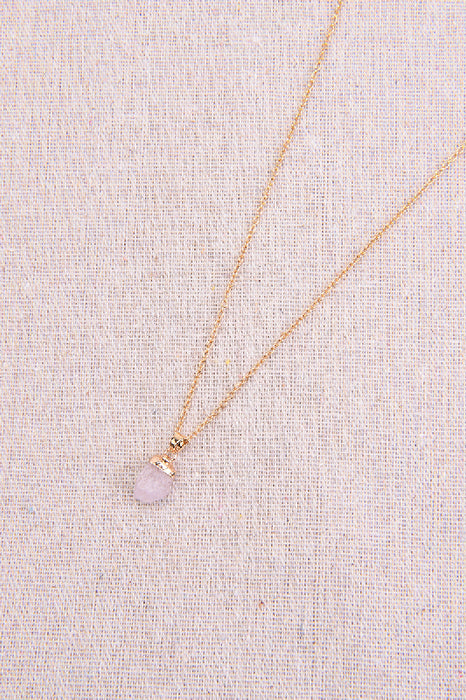 Necklace with rose quartz pendant, 45+5 cm