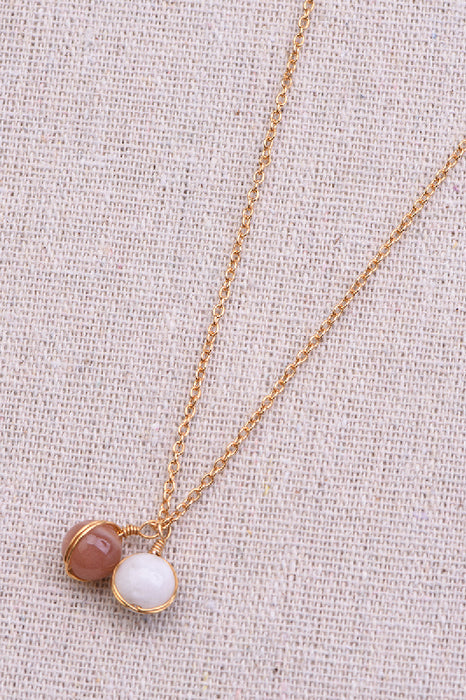 Necklace sunstone / moonstone, 45+5 cm